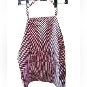 Two Lumps of‎ Sugar brown & pink polka dot apron coated with polyurethane. EUC